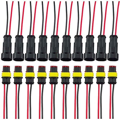 CESFONJER Electrico Impermeable Conector | Conectores Sellado, para Auto Motocicleta Scooter Camión Juego de Enchufes Marinos (2 Pin con Cable × 10 Kit) CESFONJER Electrico Impermeable Conector | Conectores Sellado, para Auto Motocicleta Scooter Camión Juego de Enchufes Marinos (2 Pin con Cable × 10 Kit)