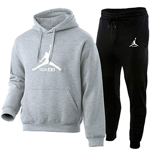 Chandal Hombre Completo, Pantalon Chandal Hombre Y Chandal Hombre, 3D Impreso Jordan Negro Fashion Sportswear Adecuado para Calzado Deportivo (s-3xl) Grey-XL