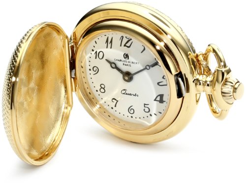 Charles-Hubert, Paris 6823 Classic Collection Reloj de Bolsillo con Colgante de Cuarzo Chapado en Oro