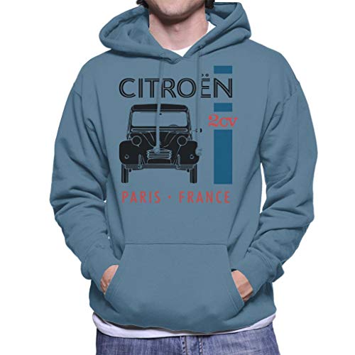 Citroën Black 2CV Paris France Single Stripe Men's Hooded Sweatshirt