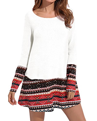 CNFIO Mujer Vestido Cuello Redondo Manga Larga Plus Tamaño Tops Moda Jersey Punto Mujer Invierno CNFIO Mujer Vestido Cuello Redondo Manga Larga Plus Tamaño Tops Moda Jersey Punto Mujer Invierno