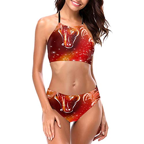 Conjunto de bikini de caballo de tiro alto para mujer, traje de baño de playa con lazo en la espalda, 2 piezas
