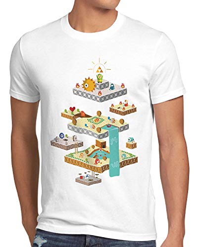 CottonCloud Links Dungeon Camiseta para Hombre T-Shirt Wild Switch The Breath of SNES Ocarina, Talla:M, Color:Blanco