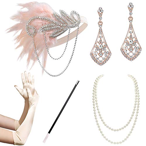 Coucoland Set de accesorios de los años 20 Flapper 20s Gatsby Disfraz Accesorios Set Roaring 20s Flapper Diadema