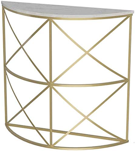 COUYY Mesa de Consola Multiusos de Mesa para la Entrada de la Media Luna/Media Redonda, Mesa de Entrada con la Parte Superior de mármol, Estilo Moderno, Estable Hierro Fram,Oro COUYY Mesa de Consola Multiusos de Mesa para la Entrada de la Media Luna/Media Redonda, Mesa de Entrada con la Parte Superior de mármol, Estilo Moderno, Estable Hierro Fram,Oro