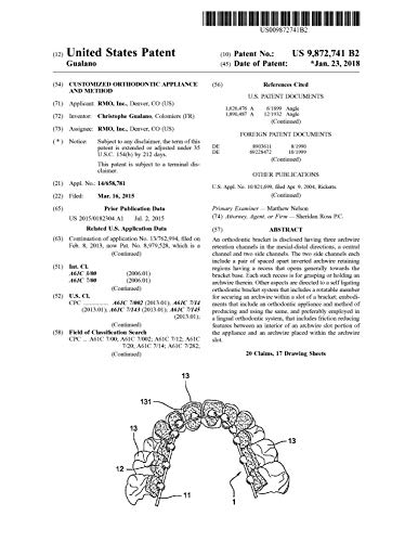 Customized orthodontic appliance and method: United States Patent 9872741 (English Edition)