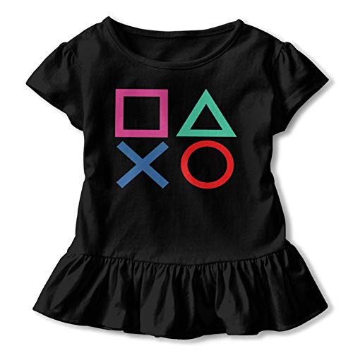 DanielCJackson Playstation Joypad - Camiseta de manga corta para niña, diseño de hojas de loto (3t, negro)