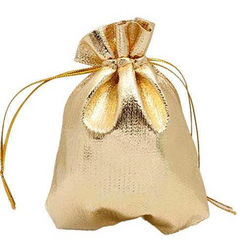 DC CLOUD Bolsa de Regalo con Cordón Jabones para Regalar Decoración de Bolsas de Embalaje Giftmate Pequeño Bolso de Lazo Bolsas de Muselina Navidad Bolsas Gold,9 * 11cm