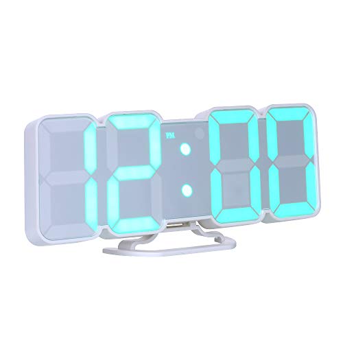Decdeal - Despertador digital de mesa con mando a distancia y luz led RGB, USB, 3D, Blanco, tipo 1