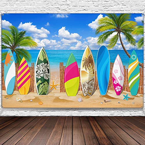 Decoraciones de Fiestas de Tablas de Surf Pancartas de Playa/ Surfboard Fondo Tropical Banner para Hawaiian Banner para Bodas en la Playa, 72,8 x 43,3 Pulgadas