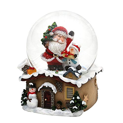 Dekohelden24 Bola de nieve con Papá Noel, dimensiones (largo x ancho x alto): 7 x 7 x 9 cm, bola de 6,5 cm de diámetro.