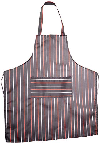 Delantal halter ajustable, Delantal largo de cocina para hombres y mujeres, Comedor comercial negro y Delantal de cocina para el hogar, Rayas blancas negras (31 x 27 pulgadas)