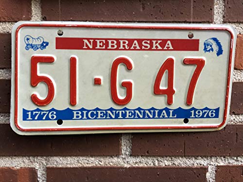 Desconocido Matrícula Decorativa Vintage Americana (Estados Unidos) Original Estado de Nebraska Retirada de la Circulación Año 1976 Año Bicentenario