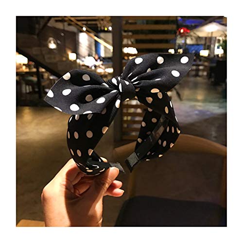 Diademas Moda Tendencia de Las Mujeres Amplia Diadema de Lazo Bow Knot Cross Sweet Korean Style Polka Dot Hairband Lindo Pelo aro de aro de Cabeza Tocado (Color : 2)