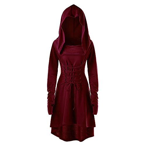 Disfraces de Mujer con Cordones Capucha Vintage Pullover Vestido de Las Mujeres bajo Alto Vendaje Largo Capa Gusspower Disfraces de Mujer con Cordones Capucha Vintage Pullover Vestido de Las Mujeres bajo Alto Vendaje Largo Capa Gusspower