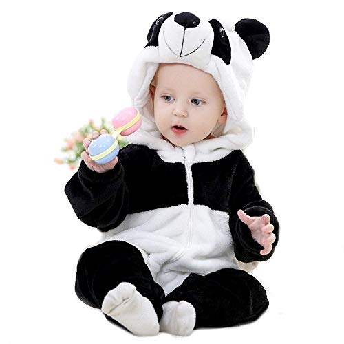 Disfraz de pijama de oso panda unisex sin forro polar tamaño 70 cm