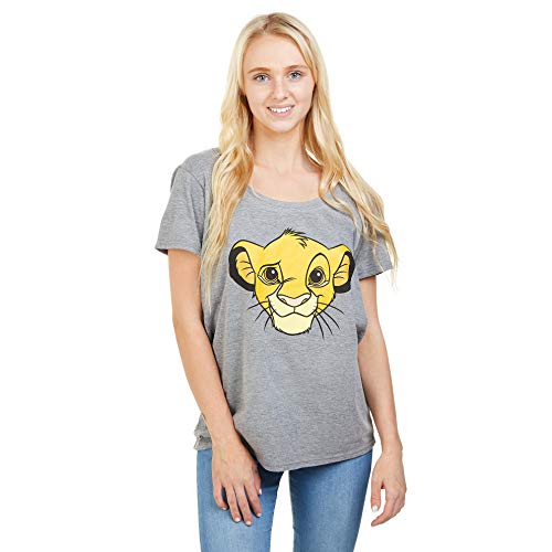 Disney Lion King Simba Camiseta, Gris (Graphite Heather GRH), 40 (Talla del Fabricante: Medium) para Mujer