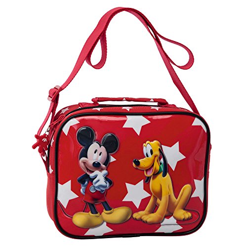 Disney Mickey y Pluto Neceser Bandolera Adaptable, Color Rojo, 2.62 litros