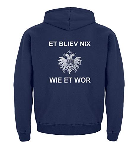 DiSzy Et bliev nix wie et wor Kölsches Grundgesetz para niñas un niño - Sudadera con capucha azul marino 98-104 cm