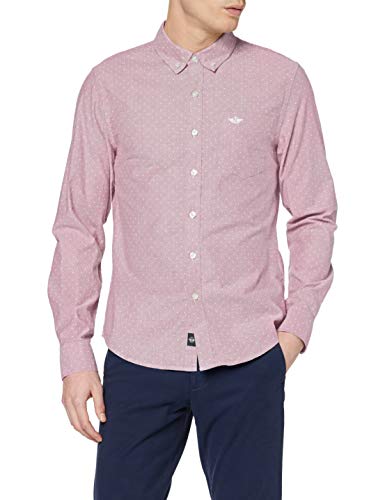 Dockers Stretch Oxford Shirt Camisa Casual, Rosa (Saddler Damson 0056), M para Hombre