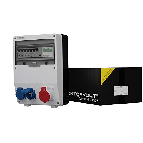 Doktorvolt® 9665 - Distribuidor de corriente TD-S/FI (16 A, 2 x 230 V, tipo E, con contador de corriente, calibrado MID)