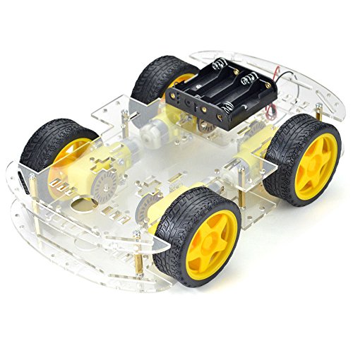 DollaTek Smart Motor Robot Car Battery Box Kit de Chasis Speed ​​Encoder para Arduino -Cuatro Llantas