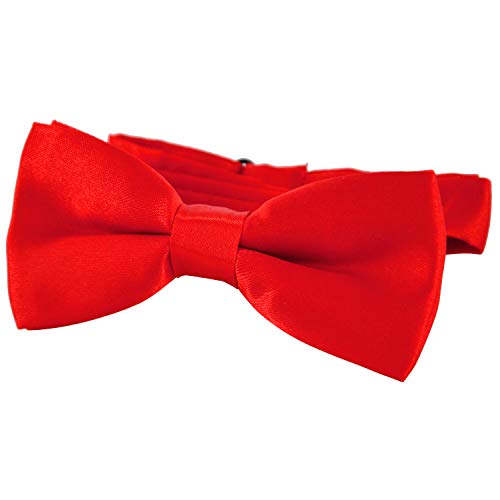 DonDon pajarita noble para niños - combinada y ajustable 9x 4,5 cm - de color rojo - brillada con aire de seda
