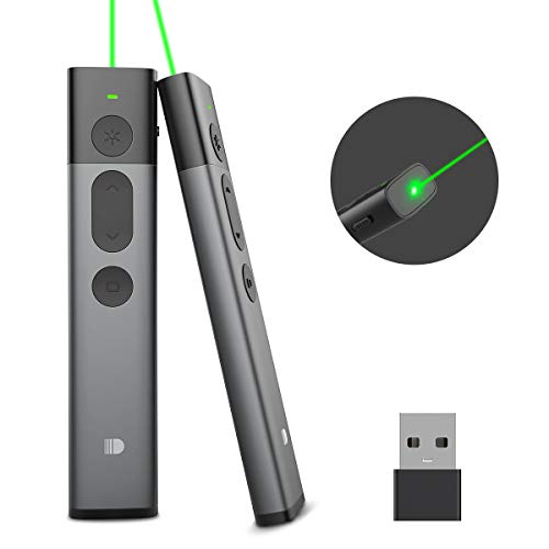 doosl Puntero Laser Verde, Metal Mando Presentaciones con Puntero Presentaciones PC, Control Remoto de Powerpoint - Recargable