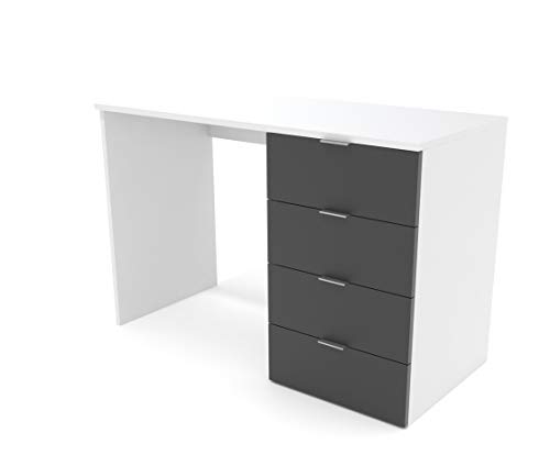 Dormidán- Escritorio 4 Cajones, Mesa de Oficina, Despacho Ordenador, (Blanco cajones Antracita) Dormidán- Escritorio 4 Cajones, Mesa de Oficina, Despacho Ordenador, (Blanco cajones Antracita)