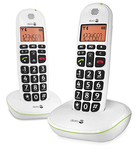 Doro PhoneEasy 100w duo - Teléfono fijo digital (inalámbrico), color blanco