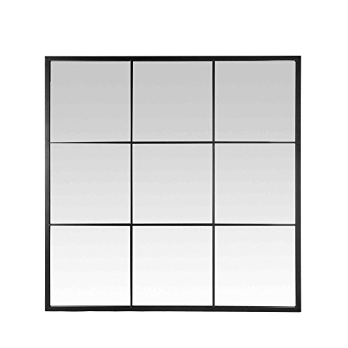 Drawer - Espejo de ventana estilo industrial (100 x 100 cm), color negro