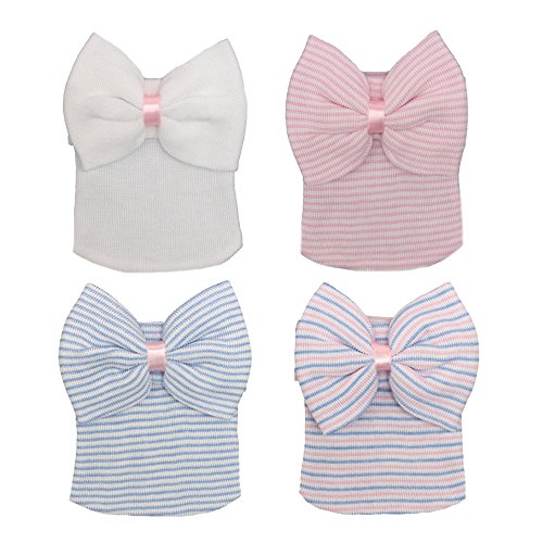DRESHOW 4 Pcs Gorro Bebé Sombrero de Punto Niño Niña Sombrero Sombrero Grande Arco Suave Lindo Nudo Beanie de Vivero DRESHOW 4 Pcs Gorro Bebé Sombrero de Punto Niño Niña Sombrero Sombrero Grande Arco Suave Lindo Nudo Beanie de Vivero