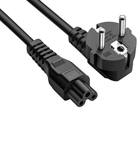 DTK® Cable de alimentación portátil tripolar Clover 1.2M para Laptop para HP DELL ASUS Acer Sony Lenovo Samsung con alimentación CEE7 3 vías a C5 Hembra (2 Paquetes)