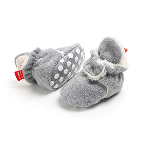 EDOTON Botas de Niño Calcetín Invierno Soft Sole Crib Raya de Caliente Boots de Algodón para Bebés (12-18 Meses, Gris, Tamaño de Etiqueta 13)