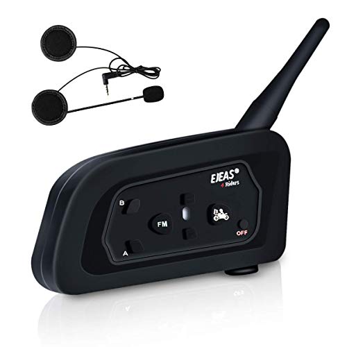 EJEAS V4 Auriculares Intercomunicador Casco Moto Intercomunicador Bluetooth Manos Libres para Moto, Chat Grupal de 4 Motociclistas, Gama Comunicación Intercom de 1.2km Impermeabilidad