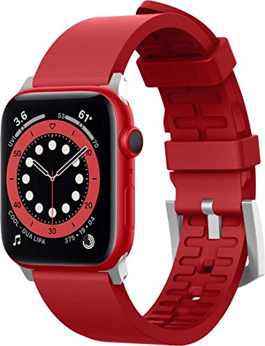 elago Premium Correa Deporte Compatible con Apple Watch Band 38mm 40mm 42mm 44mm, para iWatch Series 6 SE (2020) 5 4 3 2 1, Material Fluoro Goma Smartwatch Reemplazo Band (Rojo)
