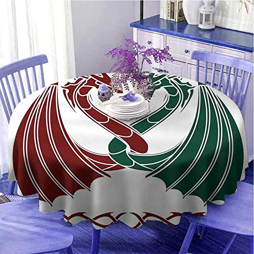 Elegante mantel redondo celta Dragones diseño temático mítico temprano medieval escandinavo celta castillo caballeros impresión regalos para mujeres diámetro 39 cm verde rojo Elegante mantel redondo celta Dragones diseño temático mítico temprano medieval escandinavo celta castillo caballeros impresión regalos para mujeres diámetro 39 cm verde rojo