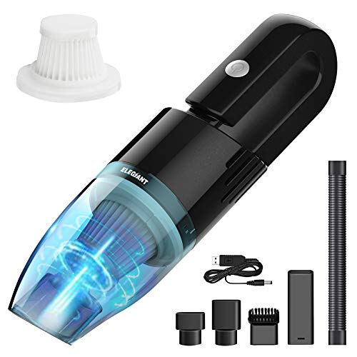 ELEGIANT Mini Aspiradora de Mano sin Cable, Aspirador Coche Inalámbrica Portátil, 4500PA Potente en Seco y Húmedo 4000 mAh, HEPA Filtro Lavable, 4 Accesorios para Pelo Mascotas en Sofá, Oficina, Casa ELEGIANT Mini Aspiradora de Mano sin Cable, Aspirador Coche Inalámbrica Portátil, 4500PA Potente en Seco y Húmedo 4000 mAh, HEPA Filtro Lavable, 4 Accesorios para Pelo Mascotas en Sofá, Oficina, Casa