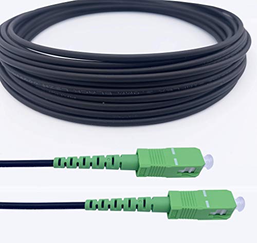 Elfcam Cables de Fibra Óptica Blindados SC/APC a SC/APC Monomodo Simple, Compatible con Orange, Movistar, Vodafone y Jazztel (20M)