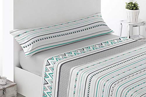 Energy Colors Textil-Hogar - Delfy - Juego Sábanas Completo Estampadas (Gris, 150_x_200_cm)