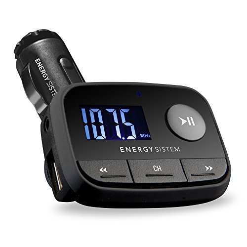 Energy Sistem Car f2 Black Knight - Transmisor FM para coche (MP3, lector tarjetas microSD, USB-HOST, Line-in) color negro