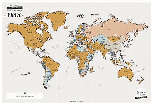 Enjoy Maps World Mapa Diseñada con Tinta Rascable, Papel, Multicolor, 65 x 45 cm Enjoy Maps World Mapa Diseñada con Tinta Rascable, Papel, Multicolor, 65 x 45 cm
