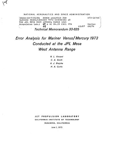 Error analysis for Mariner Venus/Mercury 1973 conducted at the JPL Mesa west antenna range (English Edition)