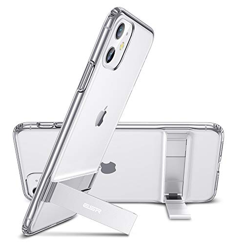 ESR Funda Metal Kickstand para iPhone 11, Soporte Vertical y Horizontal, Protección Reforzada contra caídas. Suave Tapa Trasera de TPU. para iPhone 11. Transparente (2019)