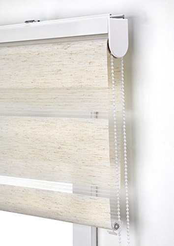 Estor Noche y día Enrollable a Medida Basic Tejido Color Lino. Medida 135cm x 180cm para Ventanas y Puertas Estor Noche y día Enrollable a Medida Basic Tejido Color Lino. Medida 135cm x 180cm para Ventanas y Puertas