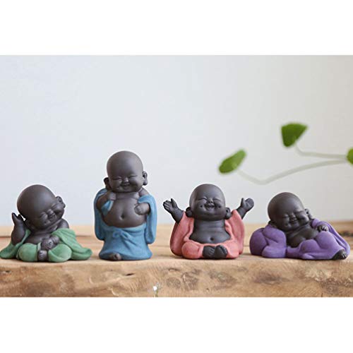 Exceart - Figura decorativa de Buda con diseño de Buda de Moine Animal de compañía en miniatura, diseño de Buda china, decoración de mesa para oficina en casa (naranja), morado, 10 * 6,3 * 5,3 cm