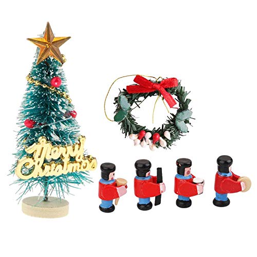 F Fityle Modelo Equipo de Músical Soldador Miniatura Árbol de Navidad con Corona para Casa de Muñecas 1/12