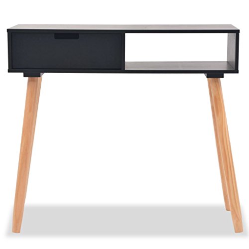 Festnight Mesa Consola Incluye 1 Cajón,Mesa Auxiliar, Escritorio,Aparador,Madera Maciza de Pino, 80x30x72 cm (Negra) Festnight Mesa Consola Incluye 1 Cajón,Mesa Auxiliar, Escritorio,Aparador,Madera Maciza de Pino, 80x30x72 cm (Negra)