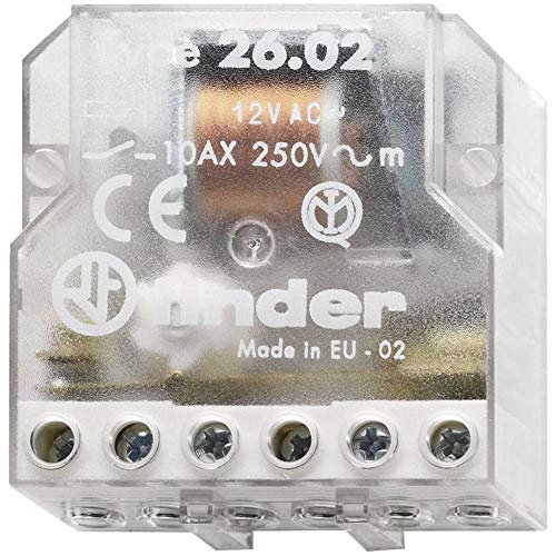 Finder 260280120000 - Telerruptor/interruptor bipolar encastrable 2 NA - AC (50Hz) - 12 V45 x 22 x 47 cm transparente