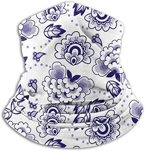 Floral Oriental Porcelana Cuello Calentador Polaina Boca a Prueba de Viento Bufanda para Hombres Mujeres Negro